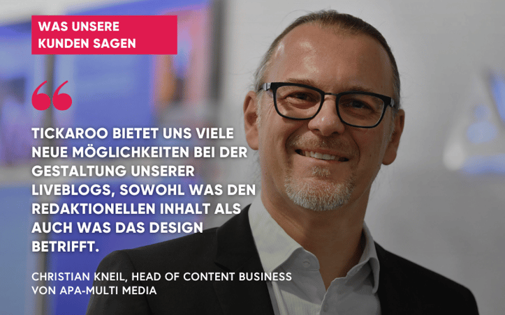 Christian Kneil, Head of Content Business von APA-Multi Media steht im Hauptsitz der APA und lächelt in die Kamera. 