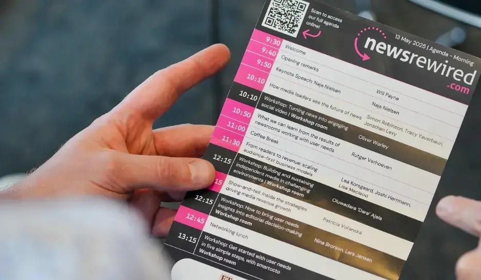 Program schedule for the Newsrewired Conference for digital media leaders, May 2025.